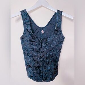 Black Corset Top with Lace Up Front and Zip Back Victoria’s Secret size Small